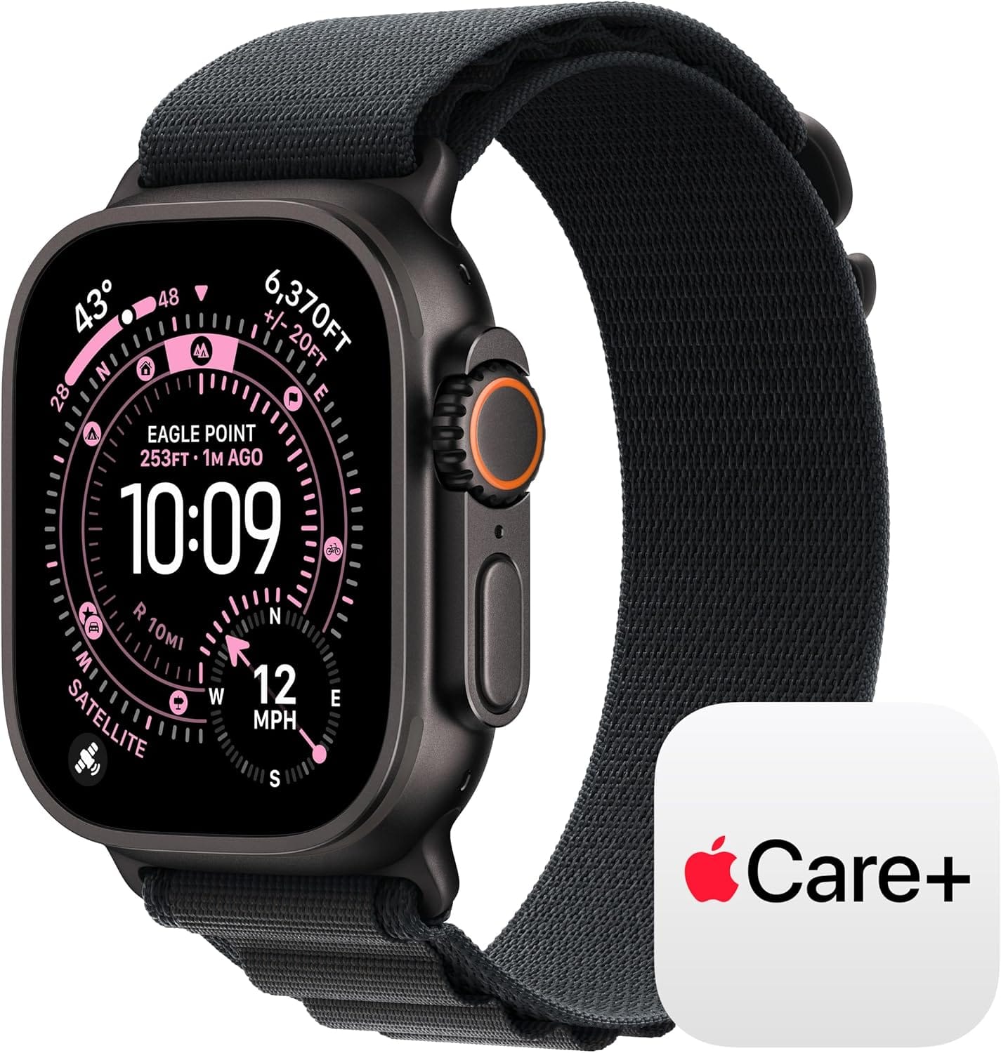 Apple Watch Ultra 3 GPS + Cellular 49mm Running & Multisport Smartwatch w/ Rugged Titanium Case w/ Black Alpine Loop - M w/ AppleCare+ (2 years)